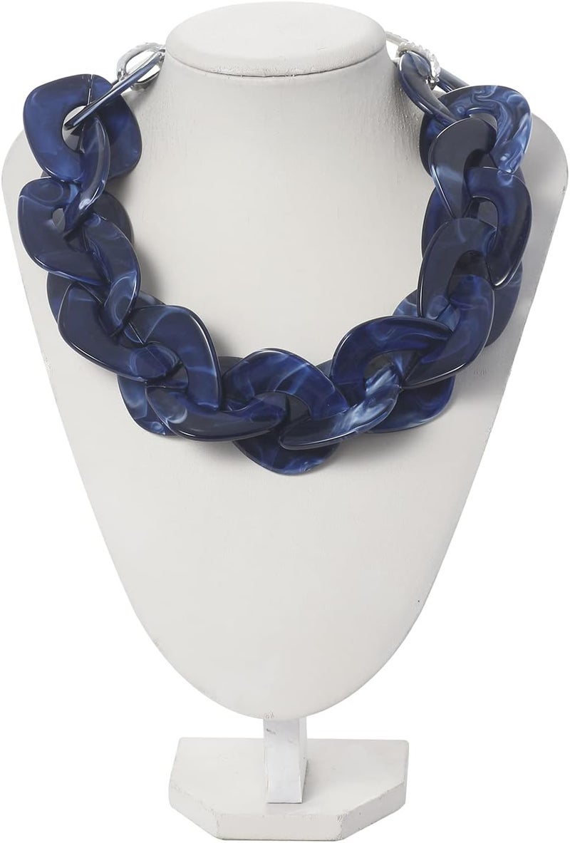 Bocar Statement Chunky Acrylic Cuban Choker Necklace Fashion Bib Collar Chain Necklace for Women(NK-10666) - Image 2